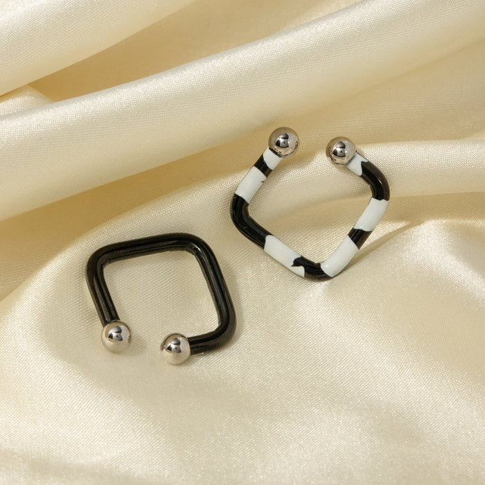 Stainless Steel Oil Drip Cuff Earrings