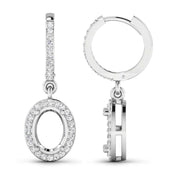 Bids.com 0.32 Carat Genuine White Diamond 14K White Gold Semi Mount Earrings - holds 8x6mm Oval Gemstones Earrings