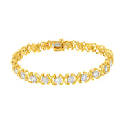 Bids.com 10K Yellow Gold Plated Sterling Silver 2 cttw Diamond "XOXO" Bracelet (J-K Clarity, I1-I2 Color) - Size 7.25" Bracelets