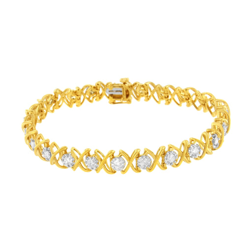 Bids.com 10K Yellow Gold Plated Sterling Silver 2 cttw Diamond "XOXO" Bracelet (J-K Clarity, I1-I2 Color) - Size 7.25" Bracelets