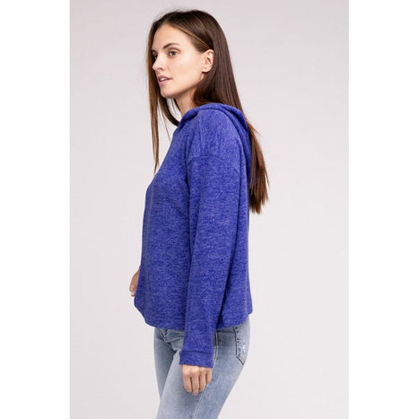 Hooded Brushed Melange Hacci Sweater