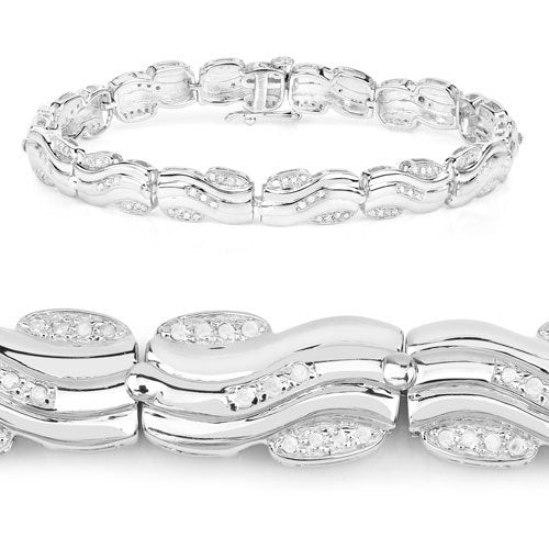 Bids.com 0.84 Carat Genuine White Diamond .925 Sterling Silver Bracelet Bracelets