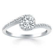 Bids.com 14k White Gold Bypass Swirl Diamond Halo Engagement Ring Rings