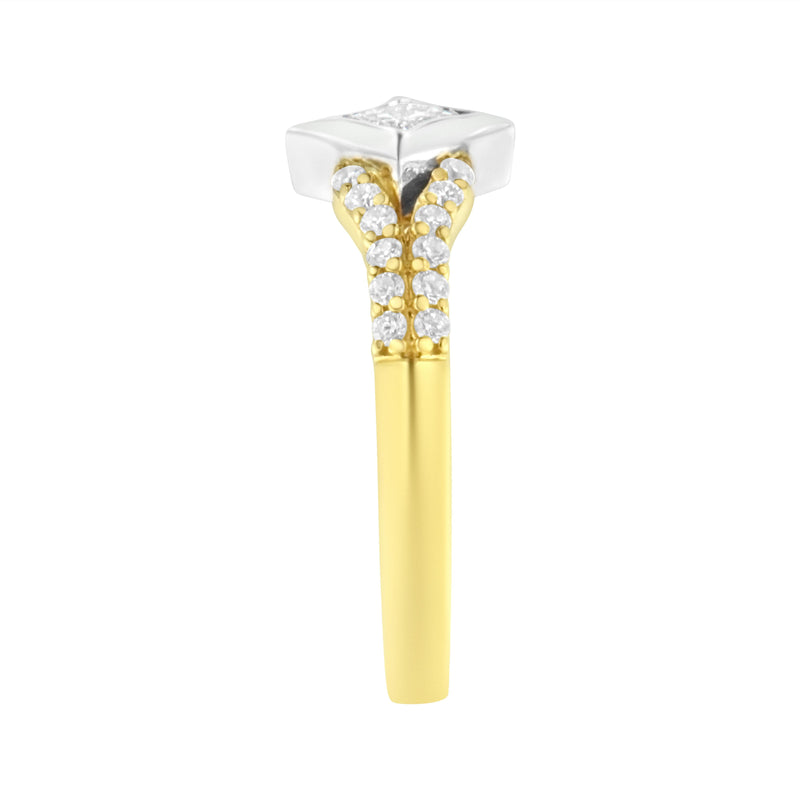 Bids.com 10K Two Tone Color 1/2 Cttw Diamond Kite and Split Shank Ring (H-I Color,SI2-I1 Clarity) Rings
