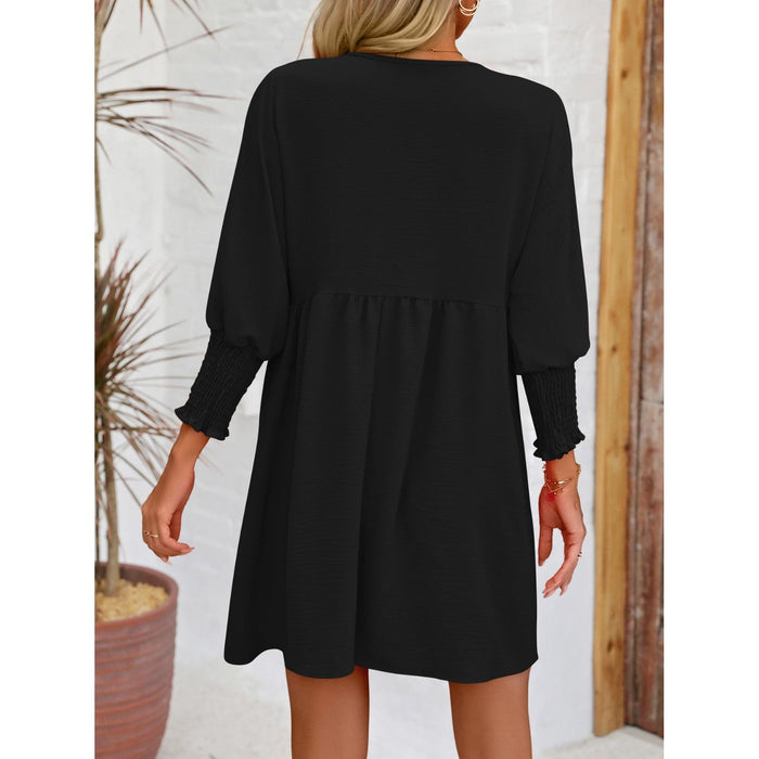 Round Neck Lantern Sleeve Mini Dress