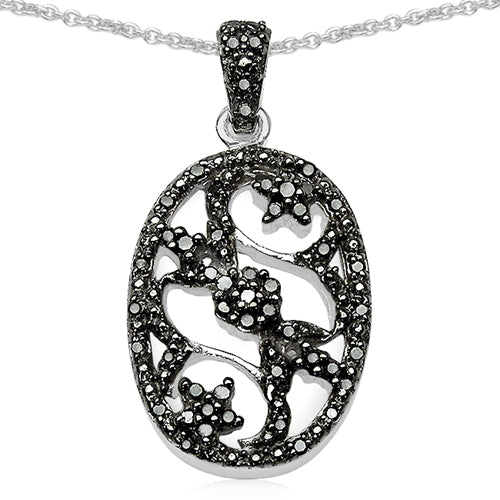Bids.com 0.28 Carat Genuine Black Diamond .925 Sterling Silver Pandent Pendants