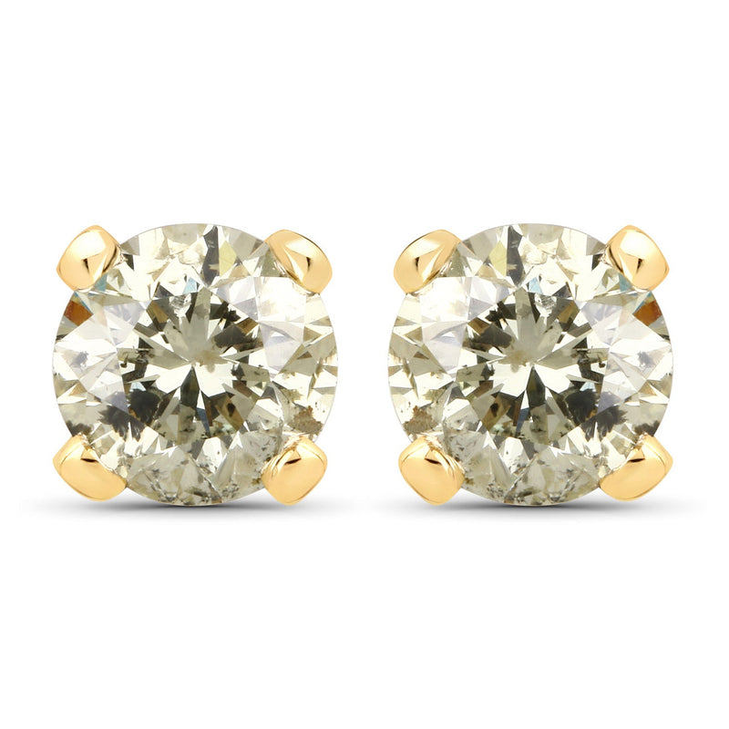 Bids.com 0.98 Carat Genuine LB Diamond 14K Yellow Gold Earrings Earrings