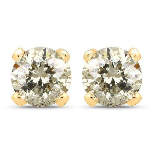 Bids.com 0.98 Carat Genuine LB Diamond 14K Yellow Gold Earrings Earrings