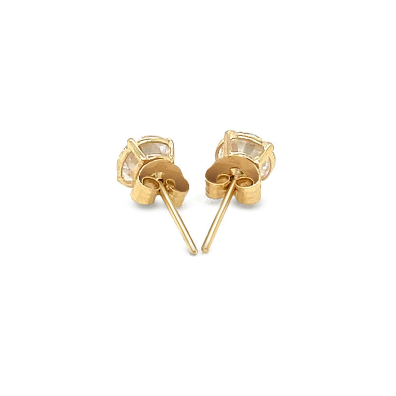 Bids.com 14k Yellow Gold Stud Earrings with White Hue Faceted Cubic Zirconia Earrings