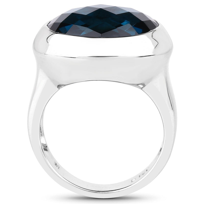 Bids.com 10.25 Carat Genuine London Blue Topaz .925 Sterling Silver Ring Rings
