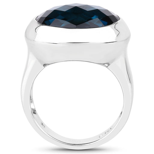 Bids.com 10.25 Carat Genuine London Blue Topaz .925 Sterling Silver Ring Rings