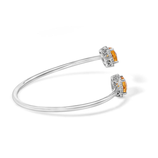 Bids.com .925 Sterling Silver 8mm Cushion Cut Yellow Citrine Gemstone and Diamond Accent Split Bypass Bangle Bracelet (H-I Color, SI1-SI2 Clarity)  - Fits up to 7.75" Inches Bracelets