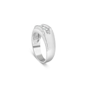 Bids.com Men's .925 Sterling Silver 1/3 Cttw Diamond Channel Set 3 Stone Ring Band (I-J Color, I3 Clarity) - Ring Size 10 Rings