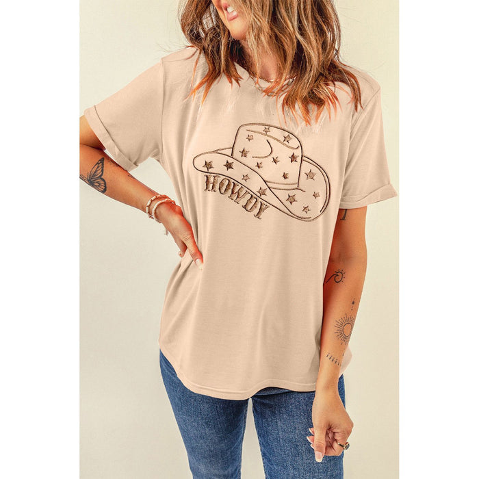 Hat Graphic Round Neck Short Sleeve T-Shirt