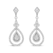 Bids.com 18K White Gold 1 1/4 Cttw Round Diamond Openwork Teardrop-Shaped Dangle Earrings (F-G Color, VS1-VS2 Clarity) Earrings