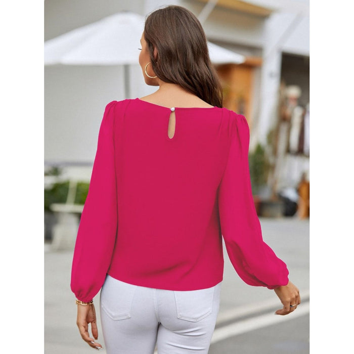 Round Neck Long Sleeve Blouse