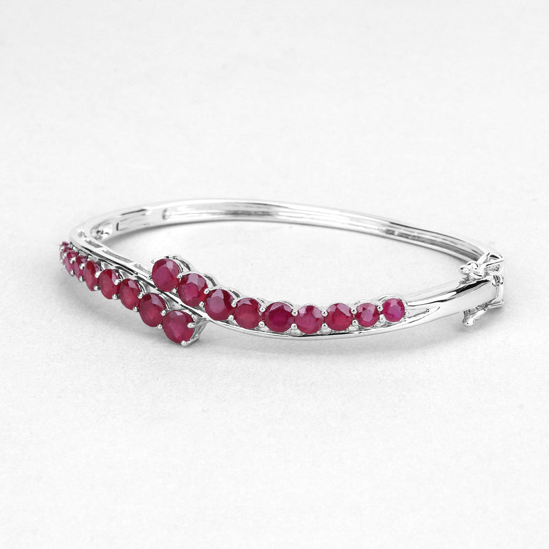 Bids.com 9.10 Carat Glass Filled Ruby .925 Sterling Silver Bangle Bracelets