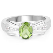 Bids.com 1.13 Carat Genuine Peridot and White Topaz .925 Sterling Silver Ring Rings