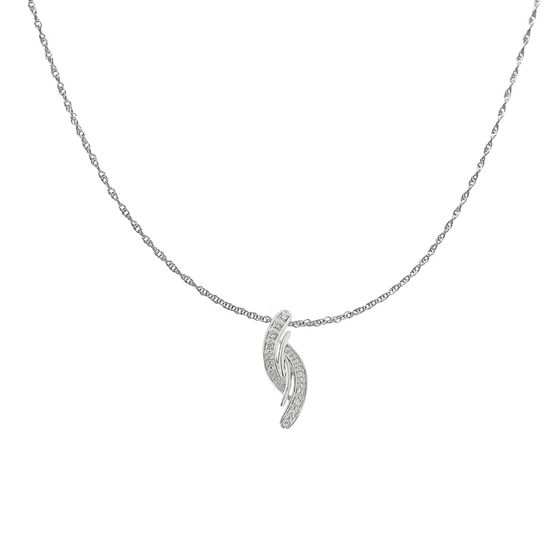 Bids.com .925 Sterling Silver Diamond Accent Bypass Curve 18" Pendant Necklace (I-J Color, I3 Clarity) Necklaces