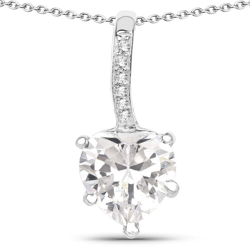 Bids.com 4.46 Carat Genuine White Cubic Zirconia .925 Sterling Silver Pendant Pendants