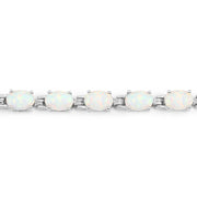 Bids.com 3.50 Carat Genuine Created Opal .925 Sterling Silver Bracelet Bracelets