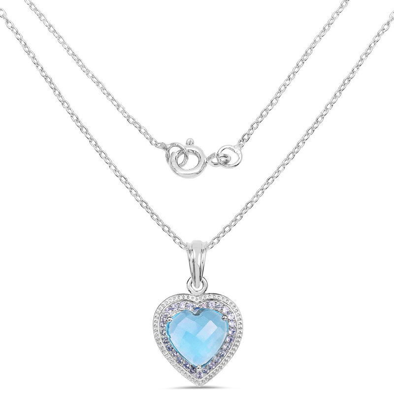 Bids.com 7.36 Carat Genuine Blue Topaz and Tanzanite .925 Sterling Silver Pendant Pendants