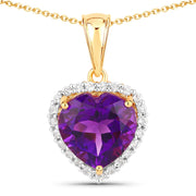 Bids.com 4.76 Carat Genuine Amethyst and White Topaz .925 Sterling Silver Pendant Pendants