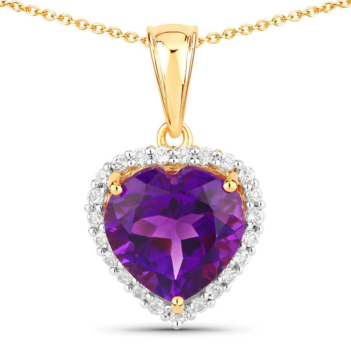 Bids.com 4.76 Carat Genuine Amethyst and White Topaz .925 Sterling Silver Pendant Pendants