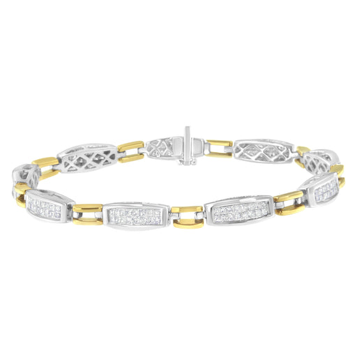 Bids.com 14K Yellow and White Gold 2.0 Cttw Princess Cut Diamond Tapered and Equal Sign Link Bracelet (G-H Color, SI1-SI2 Clarity) - 7" Bracelets