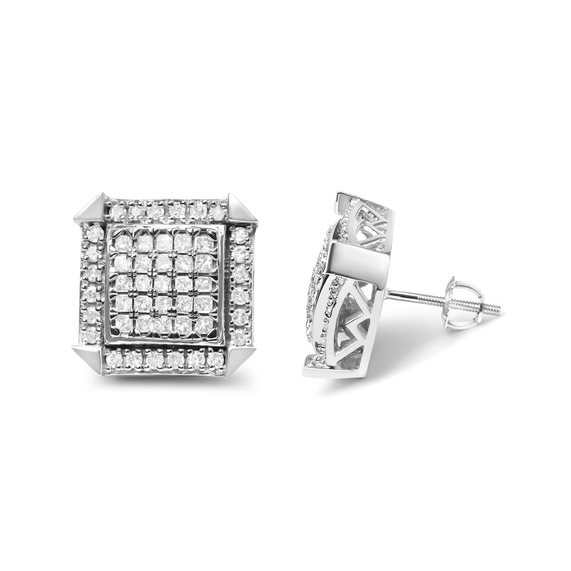 Bids.com 10K White Gold 1.0 Cttw Diamond  Composite with Halo Stud Earrings (H-I Color, I1-I2 Clarity) Earrings