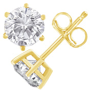 Bids.com 18K Yellow Gold 1-1/2 Cttw Round Brilliant-Cut Near Colorless Diamond Classic 6-Prong Stud Earrings (H-I Color, I1-I2 Clarity) Earrings