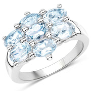 Bids.com 3.57 Carat Genuine  Blue Topaz .925 Sterling Silver Ring Rings