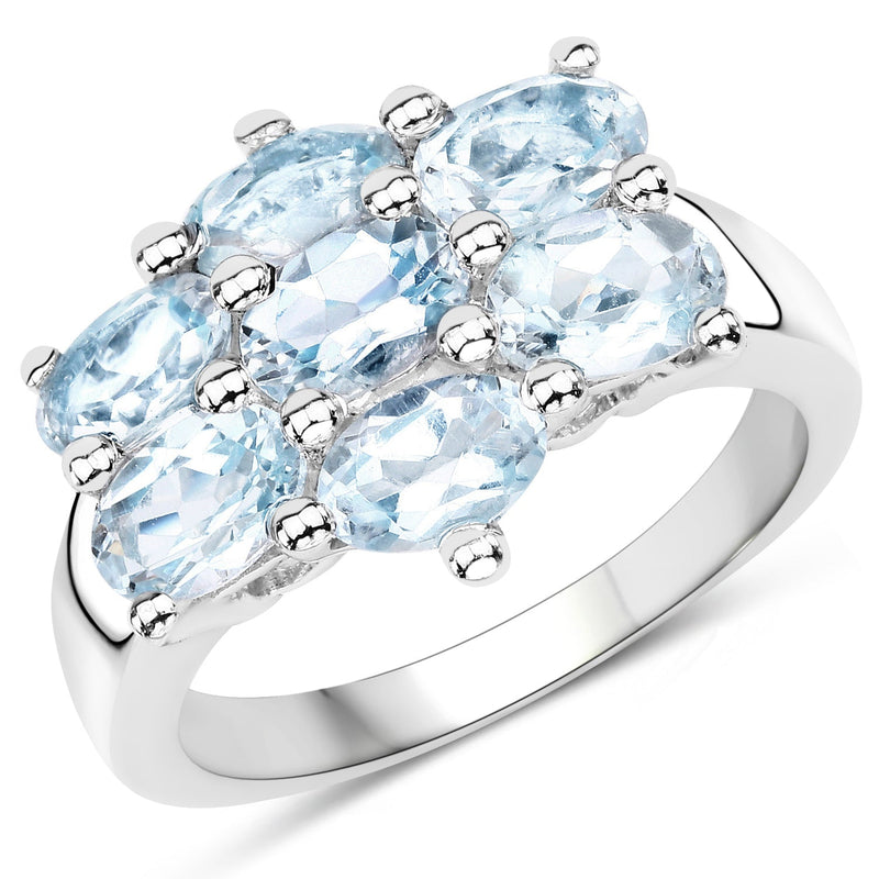 Bids.com 3.57 Carat Genuine  Blue Topaz .925 Sterling Silver Ring Rings