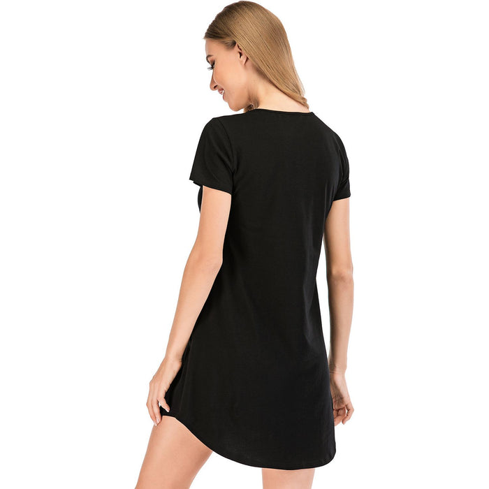 Graphic Round Neck Short Sleeve Lounge Dress