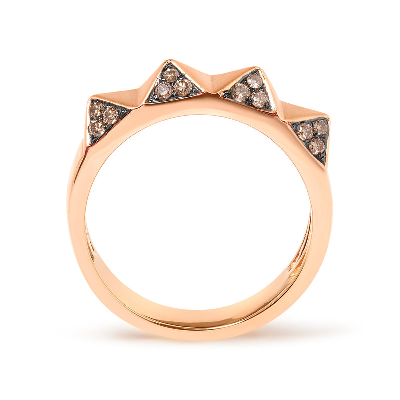 Bids.com 14K Rose Gold 1/4 Cttw Brown Diamond Pyramid Band Ring (Brown Color, SI1-SI2 Clarity)- Size 7 Rings