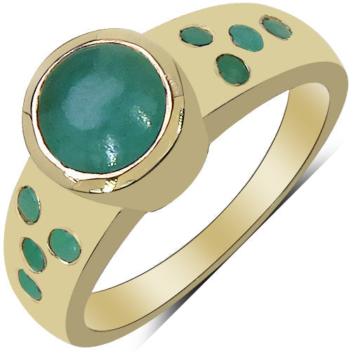 Bids.com 14K Yellow Gold Plated 1.55 Carat Genuine Emerald & White Diamond .925 Sterling Silver Ring Rings