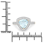 Bids.com 1.58 Carat Genuine Aquamarine and White Diamond 14K Yellow Gold Ring Rings