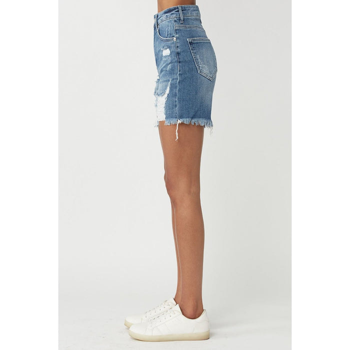 RISEN High Waisted Distressed Denim Shorts