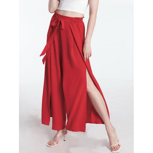 Tied Slit Wide Leg Pants