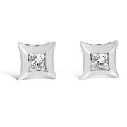 Bids.com 10K White Gold 1/5 Cttw Invisible Set Princess-Cut Diamond Stud Earrings (H-I Color, SI2-I1 Clarity) Earrings