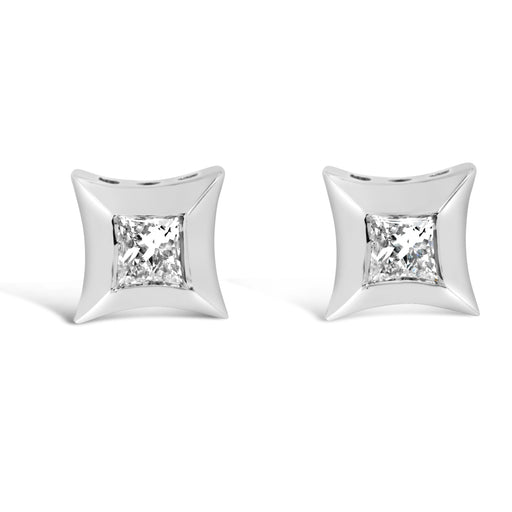 Bids.com 10K White Gold 1/5 Cttw Invisible Set Princess-Cut Diamond Stud Earrings (H-I Color, SI2-I1 Clarity) Earrings
