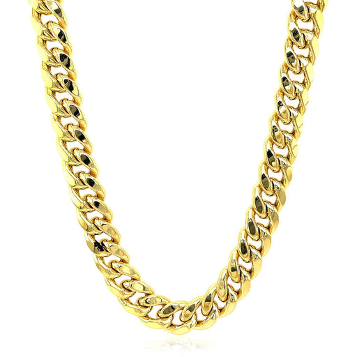 Bids.com 9.0mm 14k Yellow Gold Semi Solid Miami Cuban Chain Necklaces White Smoke 24 / Yellow Gold,26 / Yellow Gold,22 / Yellow Gold