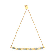 Bids.com 14K Yellow Gold Plated .925 Sterling Silver Diamond Accent Alternating Marquise Shape and Heart Links Bolo Bracelet (I-J Color, I3 Clarity) - Adjustable 6" to 9" Bracelets
