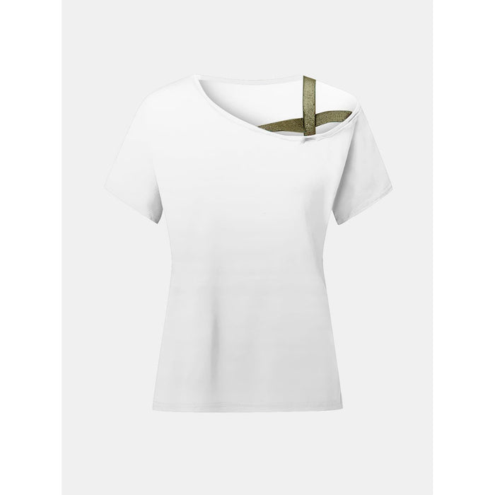 Asymmetrical Neck Short Sleeve T-Shirt