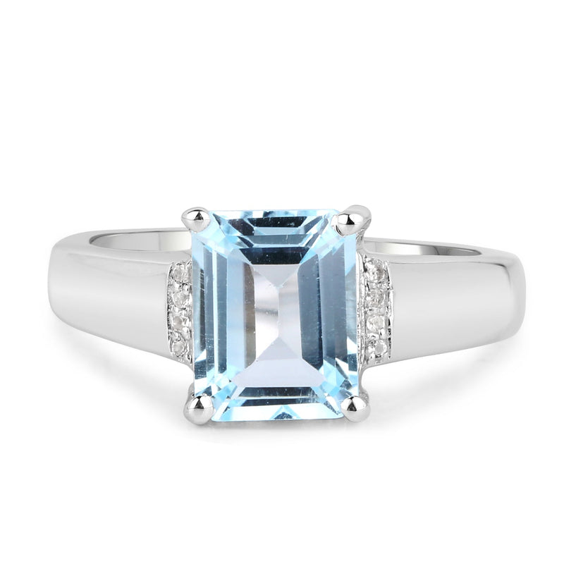 Bids.com 2.64 Carat Genuine Blue Topaz and White Topaz .925 Sterling Silver Ring Rings