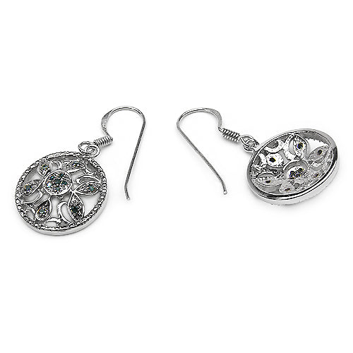 Bids.com 0.18 Carat Genuine Blue Diamond .925 Sterling Silver Earrings Earrings