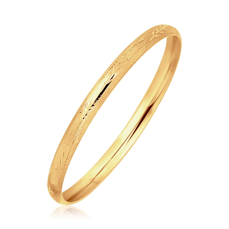 Bids.com 14k Yellow Gold Dome Style Children's Bangle with Diamond Cuts Bracelets
