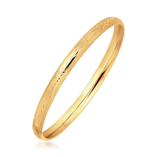Bids.com 14k Yellow Gold Dome Style Children's Bangle with Diamond Cuts Bracelets