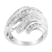 Bids.com 10K White Gold Round and Baguette Cut Diamond Channel Ring (3/4 Cttw, H-I Color, SI2-I1 Clarity) - Size 7 Rings