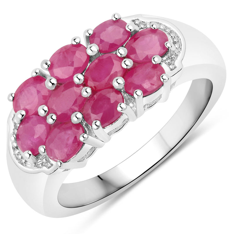 Bids.com 2.20 Carat Genuine Ruby .925 Sterling Silver Ring Rings